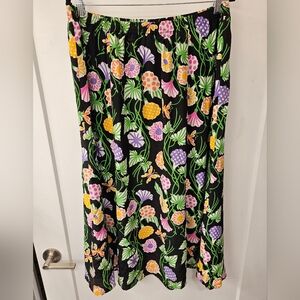 NWT - Silk Bob Mackie Lined Floral Midi Skirt - Size 1X